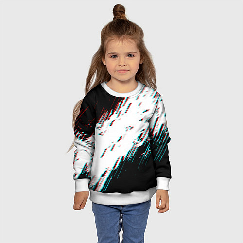 Детский свитшот Glitch effect / 3D-Белый – фото 4