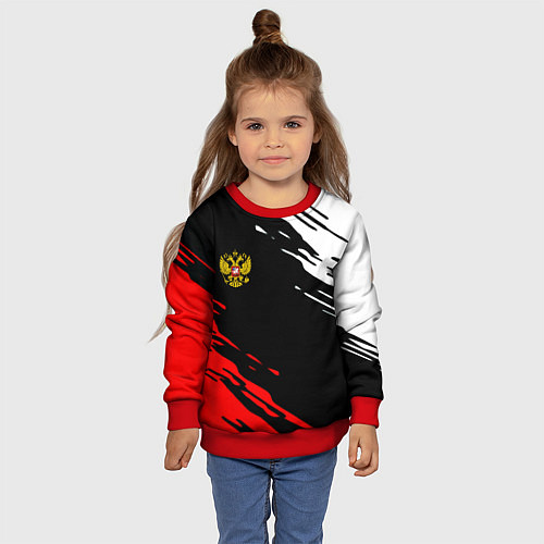 Детский свитшот Герб РФ краски текстура абстрактные / 3D-Красный – фото 4