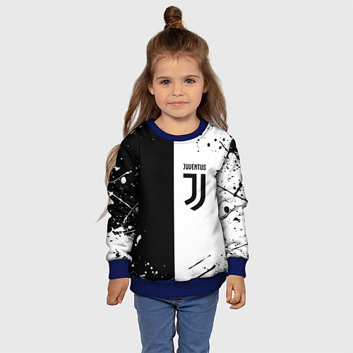 Детский свитшот Juventus краски текстура спорт / 3D-Синий – фото 4