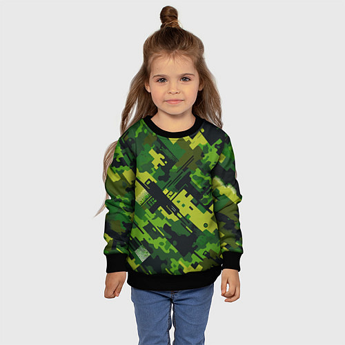 Детский свитшот Camouflage - pattern ai art / 3D-Черный – фото 4