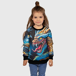 Свитшот детский Фантастический космический дракон - нейросеть, цвет: 3D-черный — фото 2