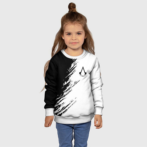 Детский свитшот Ассасинс Крид - белый и черный цвет / 3D-Белый – фото 4