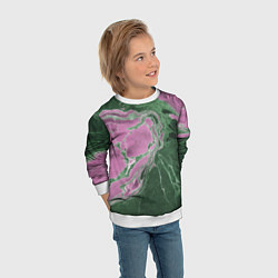 Свитшот детский Мрамор темно-зеленый с розовым, цвет: 3D-белый — фото 2