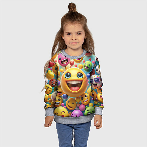 Детский свитшот Смайлы позитив / 3D-Меланж – фото 4