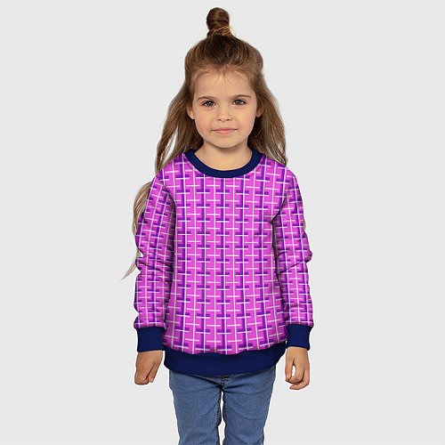 Детский свитшот Фиолетовые полосы / 3D-Синий – фото 4