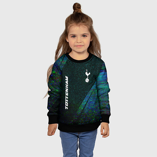 Детский свитшот Tottenham glitch blue / 3D-Черный – фото 4