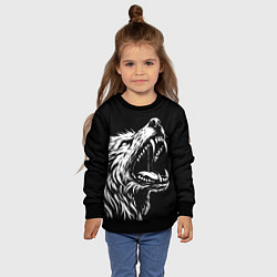 Свитшот детский Волчий оскал - арт, цвет: 3D-черный — фото 2