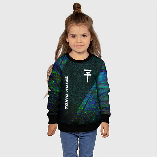 Детский свитшот Tokio Hotel glitch blue / 3D-Черный – фото 4