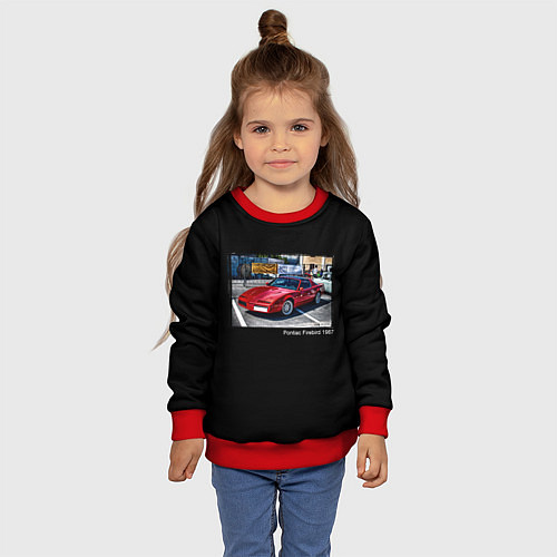 Детский свитшот Ретро автомобиль Pontiac Firebird 1987 года / 3D-Красный – фото 4