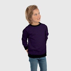 Свитшот детский Чёрно-фиолетовый ломаные полосы, цвет: 3D-черный — фото 2