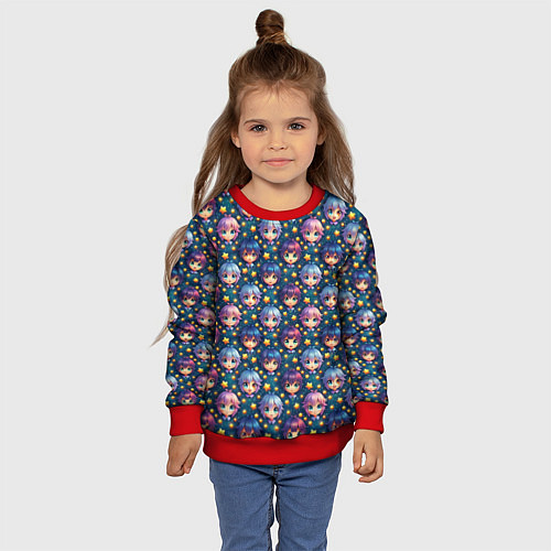 Детский свитшот Аниме персонажи паттерн / 3D-Красный – фото 4