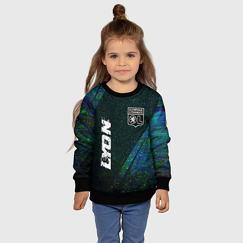 Детский свитшот Lyon glitch blue / 3D-Черный – фото 4