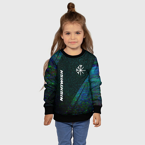 Детский свитшот Nightwish glitch blue / 3D-Черный – фото 4