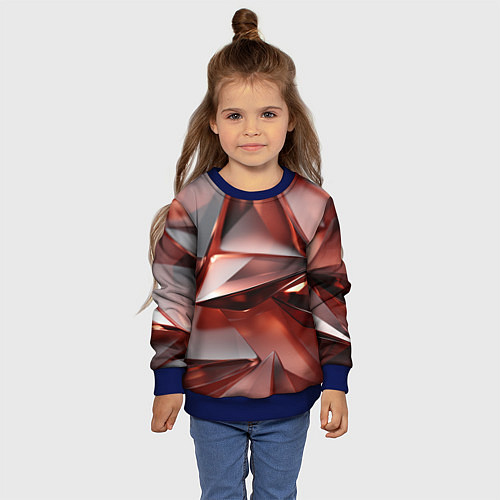 Детский свитшот Рубиновые пирамидки / 3D-Синий – фото 4