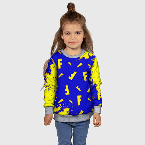 Детский свитшот Fortnite краски неон / 3D-Меланж – фото 4