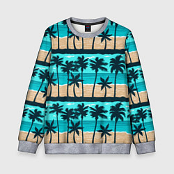 Свитшот детский Пляжные пальмы паттерн, цвет: 3D-меланж