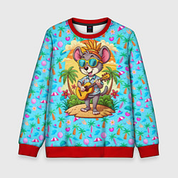 Детский свитшот Грызун играет на гитаре жарким летом