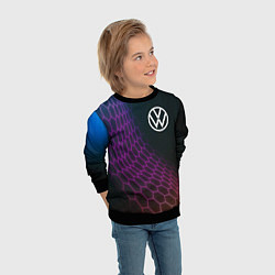 Свитшот детский Volkswagen neon hexagon, цвет: 3D-черный — фото 2
