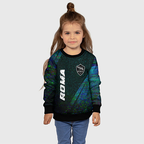 Детский свитшот Roma glitch blue / 3D-Черный – фото 4