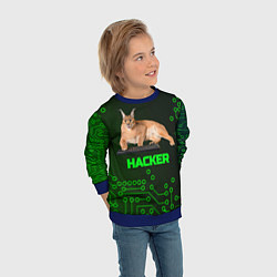 Свитшот детский Кот Шлепа хакер, цвет: 3D-синий — фото 2