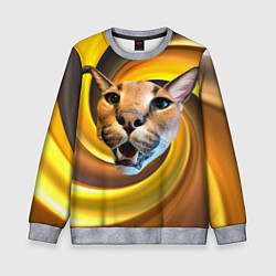 Свитшот детский Голова кота Шлепы, цвет: 3D-меланж