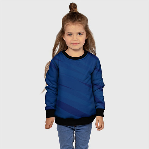 Детский свитшот Тёмно-синий полосами / 3D-Черный – фото 4