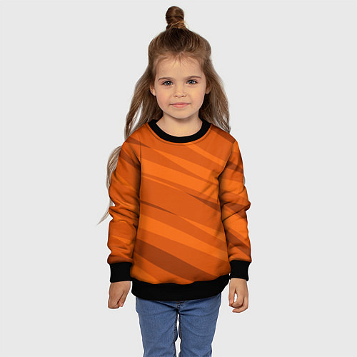 Детский свитшот Тёмный оранжевый полосами / 3D-Черный – фото 4