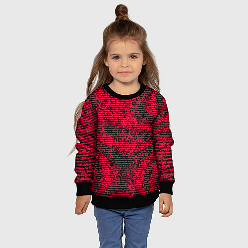 Детский свитшот Ярко-розовый в чёрную текстурированную полоску / 3D-Черный – фото 4