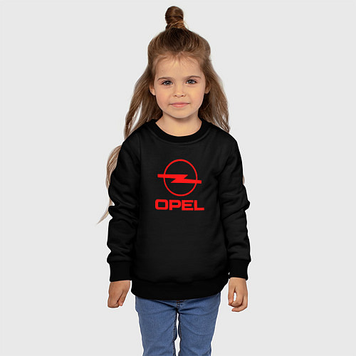 Детский свитшот Opel red logo auto / 3D-Черный – фото 4