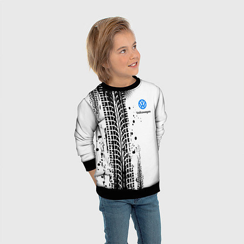 Детский свитшот Фольксваген - следы от шин / 3D-Черный – фото 3
