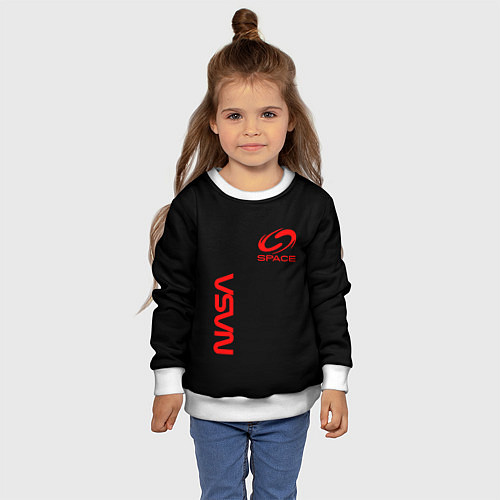 Детский свитшот Nasa space red logo / 3D-Белый – фото 4