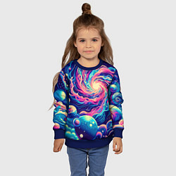 Свитшот детский Разноцветный бескрайний космос - нейросеть, цвет: 3D-синий — фото 2