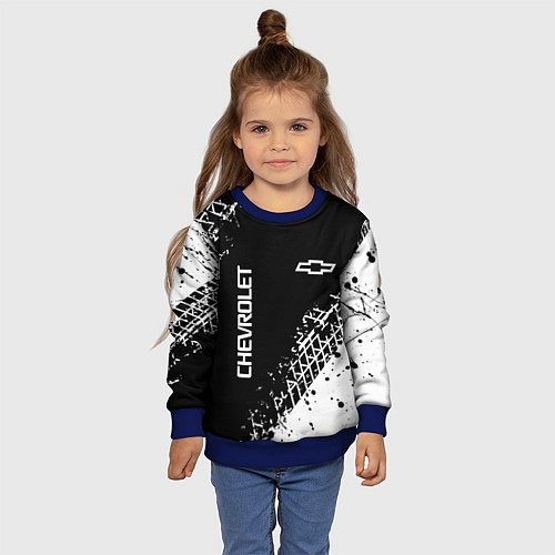 Детский свитшот Шевроле: следы от шин / 3D-Синий – фото 4