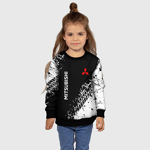 Детский свитшот Митсубиши: следы от шин / 3D-Черный – фото 4
