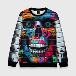 Свитшот детский Crazy color skull - graffiti, цвет: 3D-черный