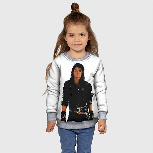 Детский свитшот Michael Jackson whos bad / 3D-Меланж – фото 4