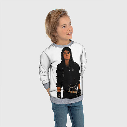 Детский свитшот Michael Jackson whos bad / 3D-Меланж – фото 3