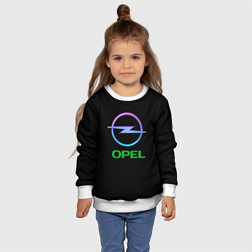 Детский свитшот Opel auto neon / 3D-Белый – фото 4