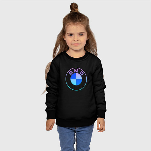 Детский свитшот BMW neon logo / 3D-Черный – фото 4