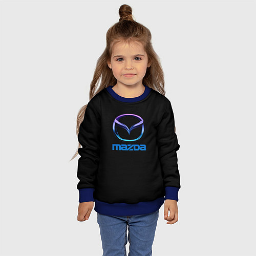 Детский свитшот Mazda neon logo / 3D-Синий – фото 4