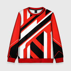 Свитшот детский Чёрно-красные полосы на белом фоне, цвет: 3D-красный