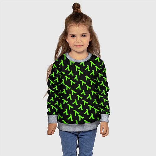 Детский свитшот Half life green logo / 3D-Меланж – фото 4
