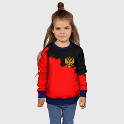 Свитшот детский Россия красные краски, цвет: 3D-синий — фото 2