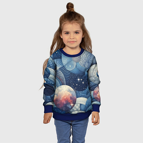 Детский свитшот Космический пэчворк - нейросеть / 3D-Синий – фото 4