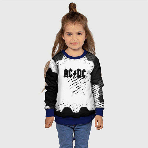 Детский свитшот AC DC текстура рок / 3D-Синий – фото 4