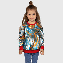 Свитшот детский Иллюзия смешанных абстрактных красок, цвет: 3D-красный — фото 2