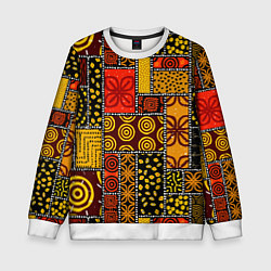 Свитшот детский Разноцветный орнамент, цвет: 3D-белый