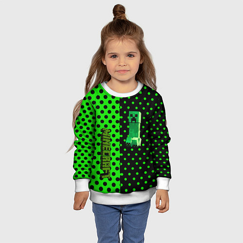 Детский свитшот Minecraft creeper pattern / 3D-Белый – фото 4