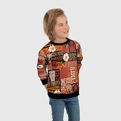 Свитшот детский Гавайские острова - райский уголок, цвет: 3D-черный — фото 2