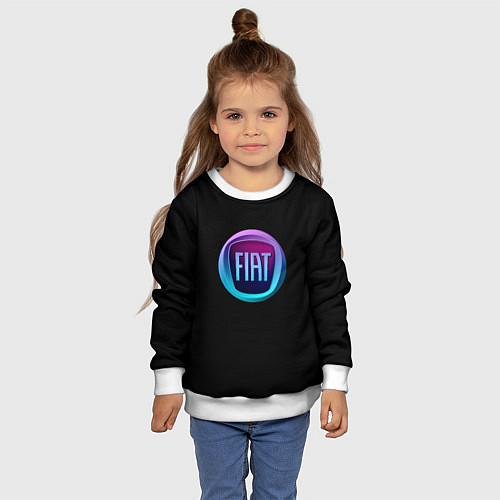 Детский свитшот FIAT logo neon / 3D-Белый – фото 4